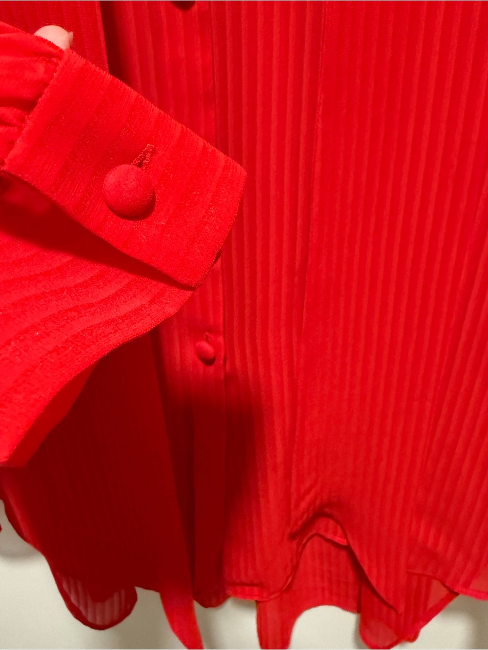 Babaton Red Sheer Pleated Blouse - Picture 5 of 6